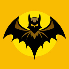 Wall Mural - A yellow background with a black bat in the center