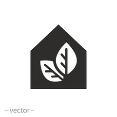 Wall Mural - logo home of tree icon, eco house, environmental clean building, greenhouse concept, modern ecology 