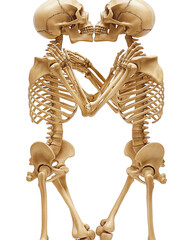 Wall Mural - Romantic Skeletons Hugging and Kissing isolated on a transparent background