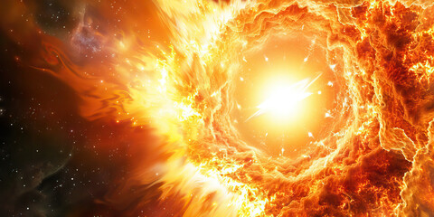 Wall Mural - a fiery supernova explodes across the cosmic canvas, its light and energy painting everything in its