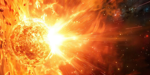 Wall Mural - a fiery supernova explodes across the cosmic canvas, its light and energy painting everything in its