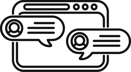 Sticker - Minimalist vector illustration of an online chat icon with speech bubbles. Representing modern digital communication and messaging on web and social media platforms