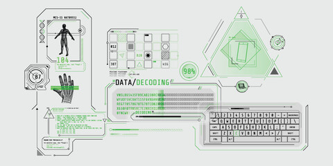 Wall Mural - futuristic hud interface for entering and decoding personal data.