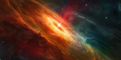 Wall Mural - a red supergiant star blazes at the center of the universe and space.