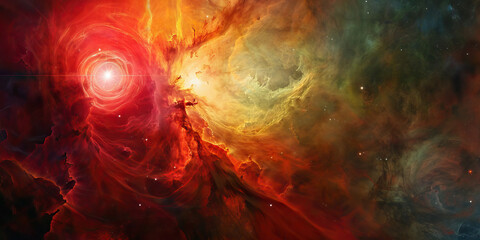 Wall Mural - a red supergiant star blazes at the center of the universe and space.