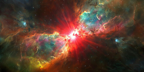 Wall Mural - a red supergiant star blazes at the center of the universe and space.