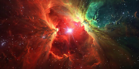 Wall Mural - radiant red supergiant illuminates the center of the cosmos