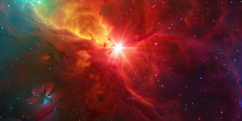 Wall Mural - radiant red supergiant illuminates the center of the cosmos