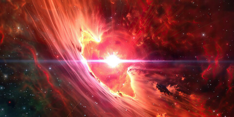 Wall Mural - radiant red supergiant illuminates the center of the cosmos