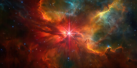 Wall Mural - radiant red supergiant illuminates the center of the cosmos
