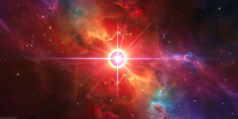 Wall Mural - radiant red supergiant illuminates the center of the cosmos