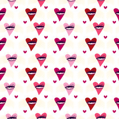 Wall Mural - A pattern of hearts and wings with a purple background