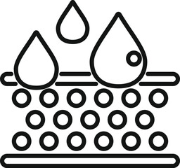 Canvas Print - Black and white vector icon for water purification with droplets and filter design