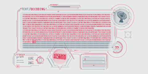 Wall Mural - radio telescope data processing interface with text decoding.