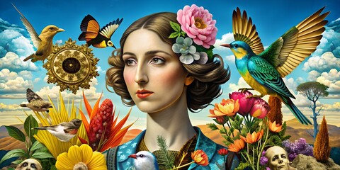 Wall Mural - portrait of a woman Art, illustration illusion, idea, desktop background. wallpaper