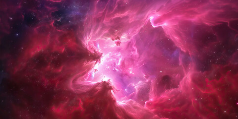 Wall Mural - An ethereal pink nebula thrums with vibrancy, its center aglow.