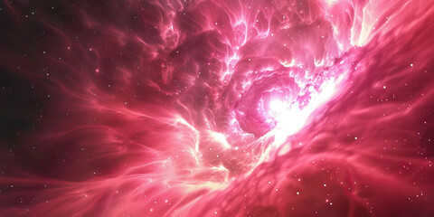 Wall Mural - An ethereal pink nebula thrums with vibrancy, its center aglow.