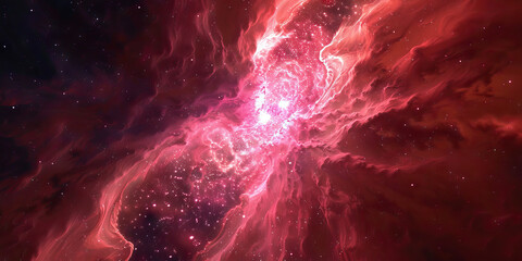 Wall Mural - An ethereal pink nebula thrums with vibrancy, its center aglow.