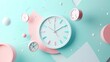 © abangaboy - Abstract concept of time with pastel clocks and geometric shapes