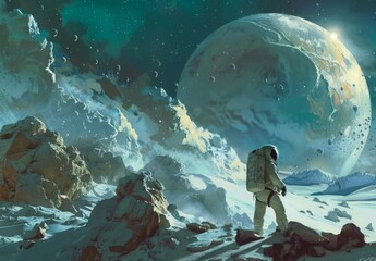 Wall Mural - Embark on cosmic voyages, seeking wonders beyond Earth, amidst vastness and beauty, fueled by curiosity and discovery.