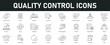 © Icon Zilla - Quality Control Icons vector illustration with thin line editable stroke contains inspection, improve, validation, production, process, compliance, testing, audit, certified, specification, precision
