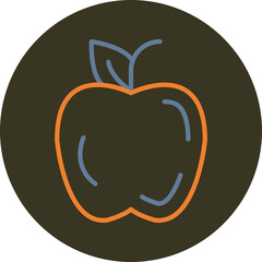 Poster - Apple Line Two Color Circle Icon