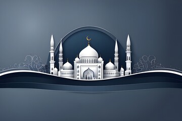 Wall Mural - Eid Mubarak Islamic background template 3d illustration.
Mosque Vector Background Art, Icons and Graphics..