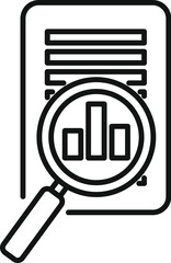 Wall Mural - line art icon of a document with bar graph and magnifying glass signifying research