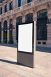 © ADDICTIVE STOCK - Blank advertising billboard in sunny Madrid cityscape