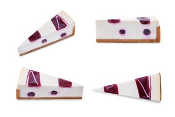 Wall Mural - Raspberry jam cheesecake on a white isolated background