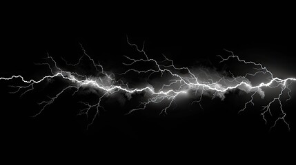 Lightning animation thunderstorm electricity background isolated with black background  