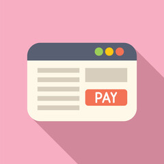 Sticker - Flat design vector of a payment webpage on a pastel background, symbolizing ecommerce