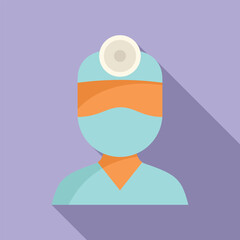 Poster - Flat design icon featuring a medical professional with surgical cap and mask in cool tones