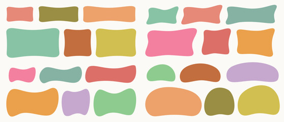 Wall Mural - a set of hand drawn doodle blank frames. colored text box. empty speech bubbles on white background.