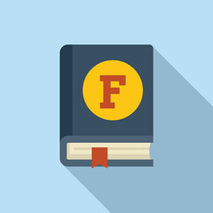 Sticker - Digital illustration of a colorful book with the letter f on the cover, in flat design style