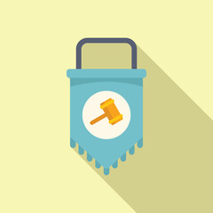 Poster - Minimalistic vector illustration featuring a banner with a stylized gavel symbol, perfect for legal themes