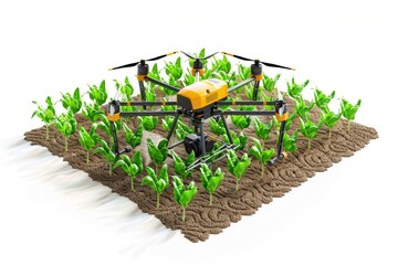 Wall Mural - Wine production in desert fields leverages playful, smart drones for sustainable agriculture operations and farming