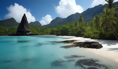 Canvas Print - Beach with a mountain