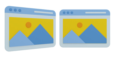 3d web design, graphic design 3d set, transparent background, double view angle