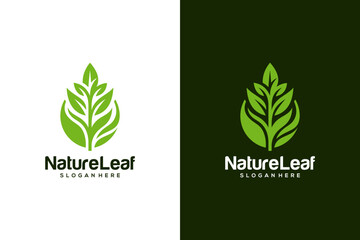 Wall Mural - Green leaf eco organic Logo design vector