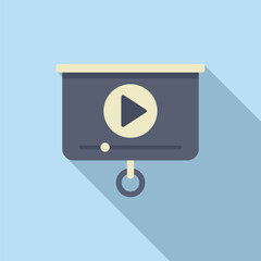 Sticker - Modern flat design icon featuring a video play button on a projection screen with a shadow