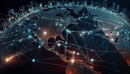 Global business structure of networking. Analysis and data exchange customer connection