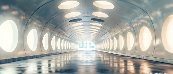 Wall Mural - The tunnel you’ve described seems like a mesmerizing blend of modernity and mystery