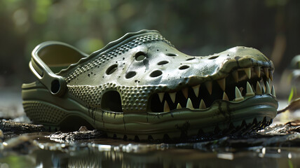 a croc shoe morphed into a crocodile