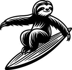 Sticker - Surfing Sloth Outline