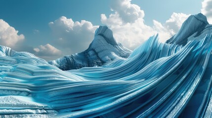 Wall Mural - abstract wavy mountain futuristic 3D landscape