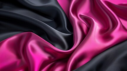 Smooth black silk background with a splash of hot pink