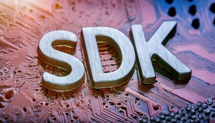 SDK Metallic Letters on Circuit Board