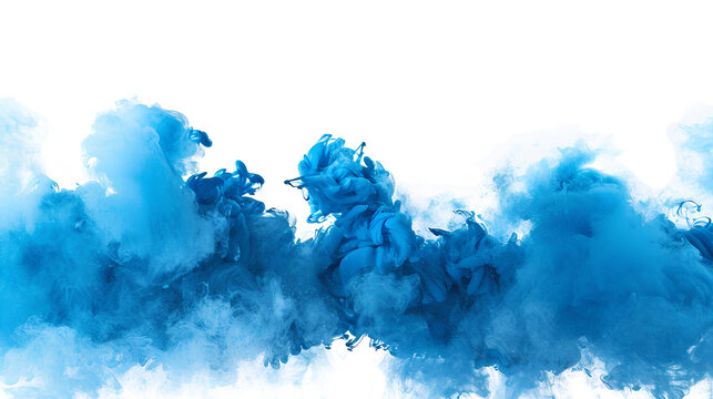 A blue smoke explosion border isolated on white background