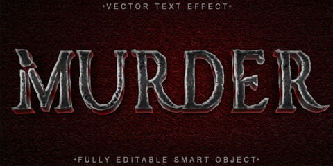 Wall Mural - Horror Killer Murder Red Gray Vector Fully Editable Smart Object Text Effect